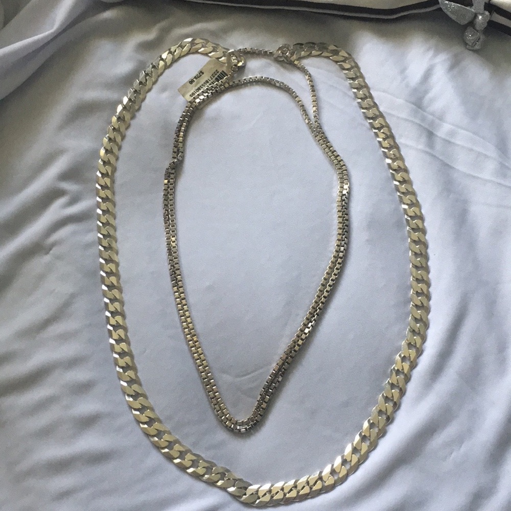Henri Bendel Sterling Silver Long Mixed Chain